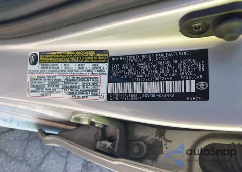 2005 Toyota Camry Std из США, поврежденный, VIN 4T1BE32K35U632240